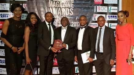 (L-r): Temitope Aba, manager, Talent Management; Bam Eko Inika, HR Business Partner; Tonye Boham, head, Talent Engagement and Development; Gbemiga Owolabi, HR Director; Oluwaseyi Adetayo, head, Security Services; Ibiyomi Ogunbiyi, head, Rewards & HR Operations, and Yetunde Adeyemi, HR Business Partner, all of Airtel Nigeria during the recently held HR People Magazine Award in Lagos.